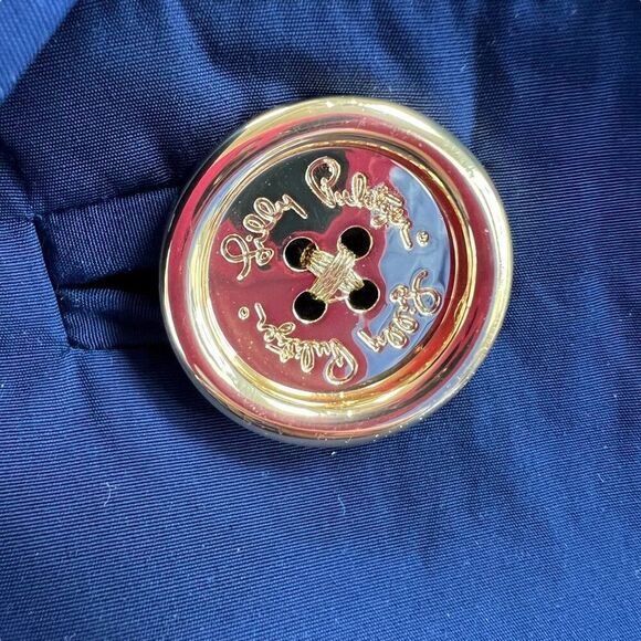 Lilly Pulitzer Palm Beach Swing Trench Coat Jacket Navy Blue Pink Size Medium - Picture 9 of 12